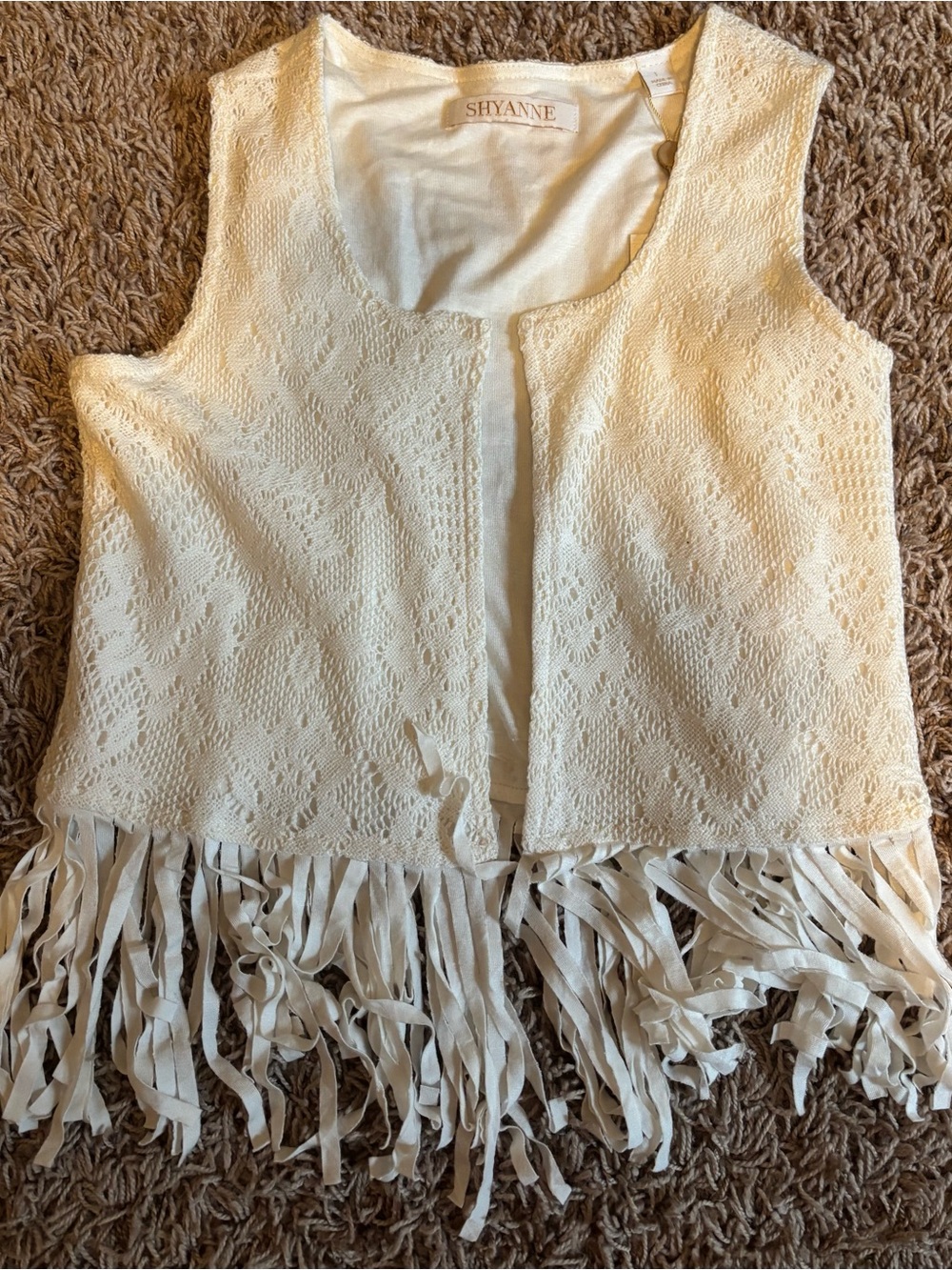 Shyanne Girls Cream Vest With Fringe